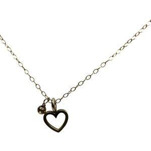 Vintage Vermeil Necklace‎ Gold Over Sterling Heart and Bead Charm 18" Romance